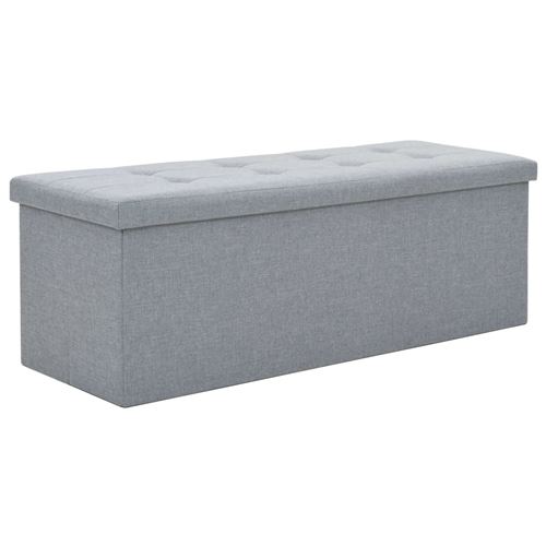 vidaXL Banc de rangement pliable Faux lin 110 x 38 x 38 cm Gris clair
