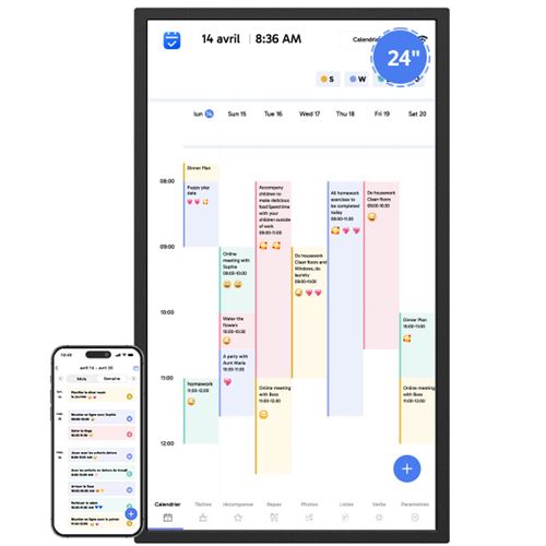 EKASN  Tablette Tactile Calendrier Num&eacute;rique 24 intelligent les horaires familiaux T&acirc;ches et &Eacute;cran 1920*1080P FHD - Id&eacute;al Cadeau 