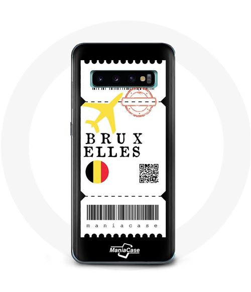 Coque pour Samsung Galaxy S10 Plus Billet d'avion Bruxelles Belgique Maniacase