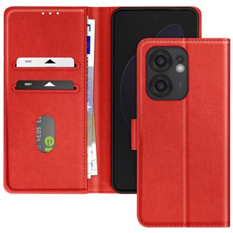 Étui pour Oppo Reno 13 F / 13 FS Clapet Portefeuille et Support Vidéo Avizar Rouge - 1