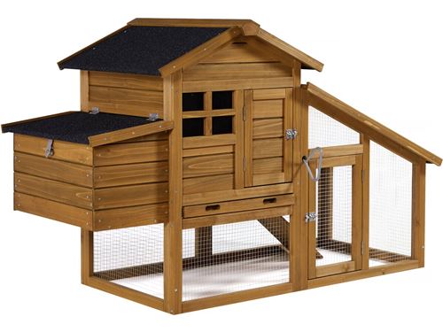 Comparer les prix de Poulailler Clochette avec pondoir en bois - Marron