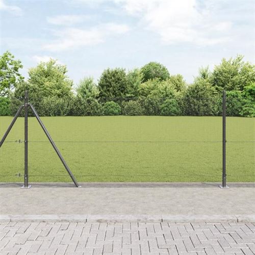 Non Communiqué Gris Vidaxl Clôture En Fil Soudé Avec 13 Poteaux Flangés 1X100 M Acier 3352618