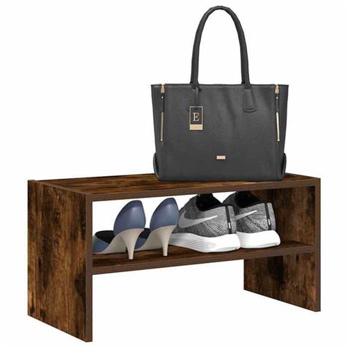 Non Communiqué Marron Vidaxl Étagère À Chaussures Empilable Chêne Fumé 60X30x30,5 Cm, Meuble De Rangement À Chaussures, Meuble À Chaussures 858865 - Image 1