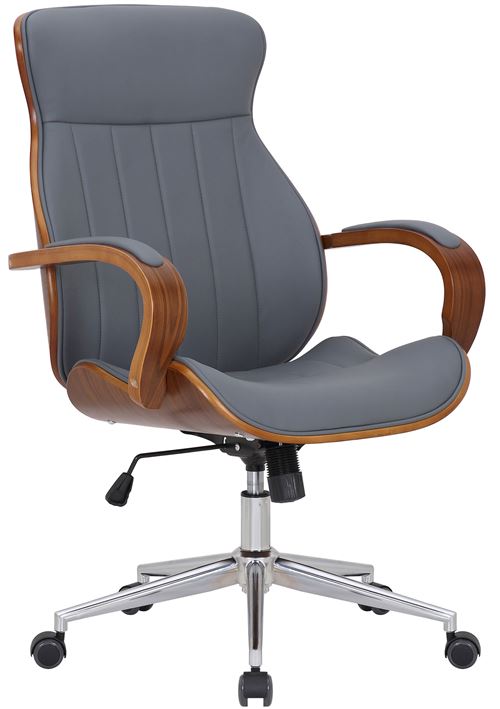 CLP Fauteuil de bureau Melilla en similicuir  Noyer / Gris