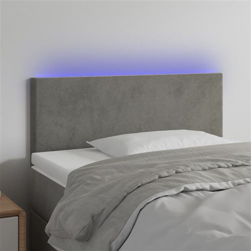 vidaXL LED Kopfteil Hellgrau 90x5x78/88 cm Samt