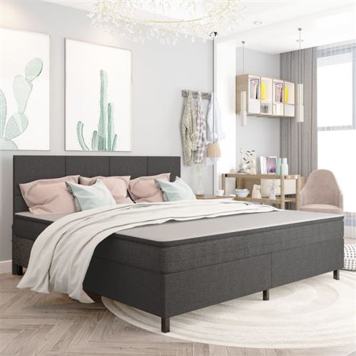 Vidaxl sommier tapissier gris fonc&eacute; tissu 200x200 cm 3054801