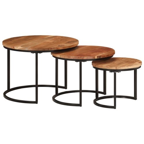 VIDAXL - Tables Gigognes - Bois Massif d'Acacia - Ensemble de 3 - Image 3