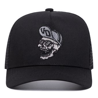 Casquette de baseball noire avec écran solaire et lettres brodées - 1