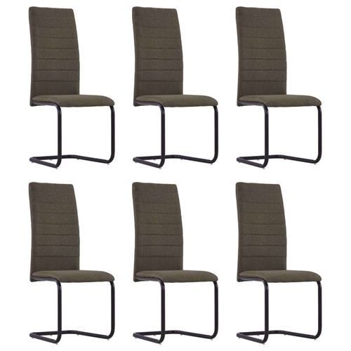 vidaXL Chaises de salle à manger cantilever 6 pcs Marron Tissu
