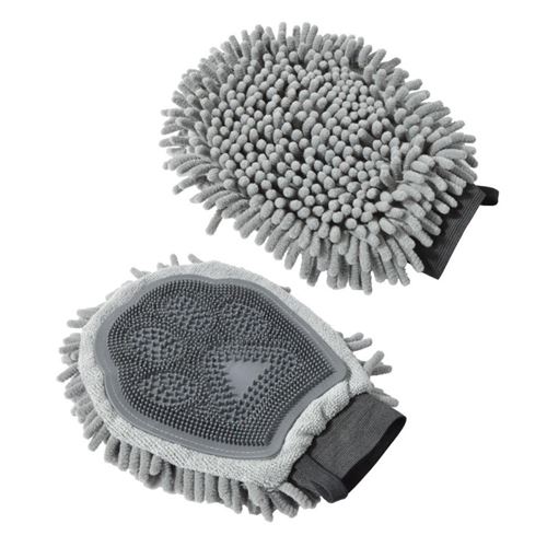 Meilleurs prix pour Gant de Toilettage en Microfibre 2 en 1 25cm Gris