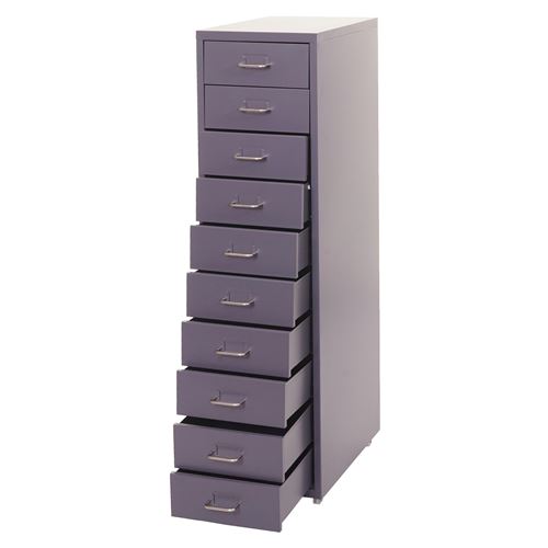 Mendler Gris Caisson A Roulettes Boston T851, 110X28x41cm 10 Tiroirs Foncé - Image 3