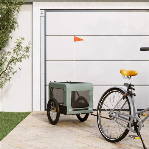 vidaXL Remorque de Vélo pour Animaux de Compagnie, Chariot à Vélo pour Chien avec Roues, Poussette de Chien, Gris et Noir 93923