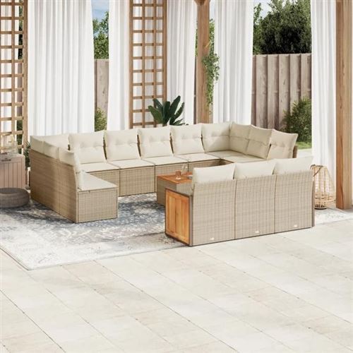 Non Communiqué Beige Salon De Jardin Modulable Vidaxl Resine Tressee 12 Personnes 62 X 62 X 69 Cm 13 Pieces