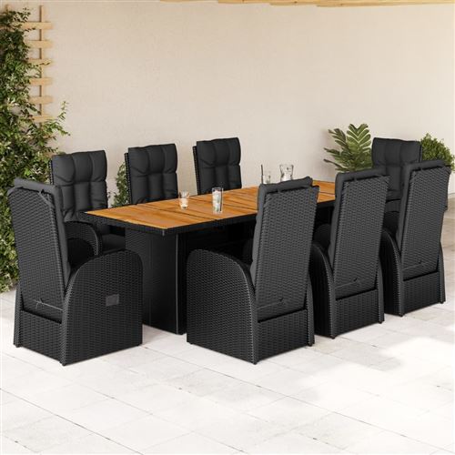 Non Communiqué Noir Vidaxl 9-Delige Tuinset Poly Rattan Zwart3277633