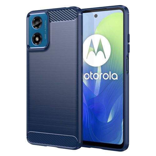 Coque pour Motorola Moto G04 / G24 - housse etui silicone gel carbone + film ecran - BLEU FONCE - htdmobiles
