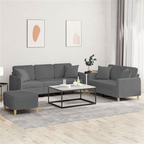 Non Communiqué Gris Foncé Vidaxl Ensemble De Canapés 3 Pcs Coussins Tissu3202143