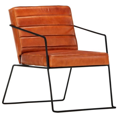 Vidaxl Fauteuil Brun Roux - Cuir Véritable - Image 3