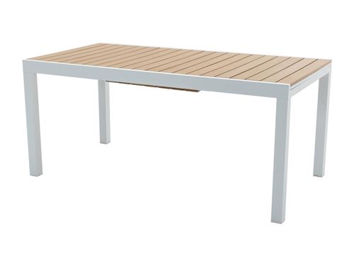 Table à manger de jardin extensible en aluminium et polywood L.170/230 cm - Naturel clair et blanc - MACILA de MYLIA