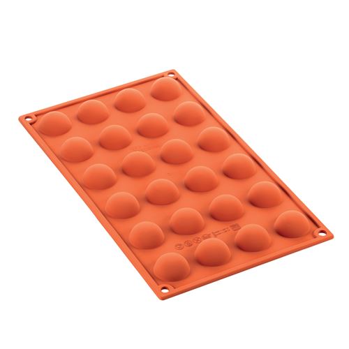 Non Communiqué Orange Moule 24 Mini Demi Sphères - Silikomart - Silicone
