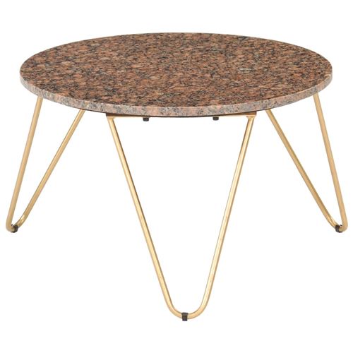vidaXL Table basse Marron 65x65x42 cm Pierre véritable texture marbre