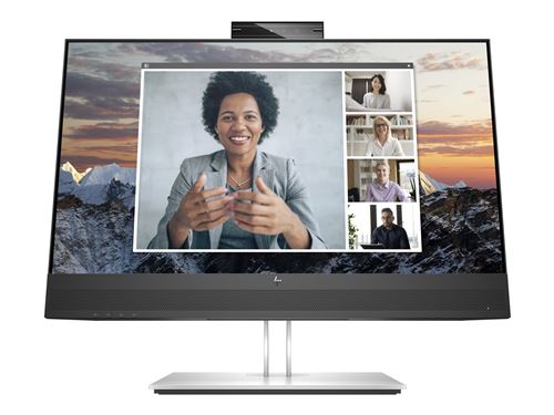 HP E24m G4 Conferencing Monitor - E-Series - écran LED - 24 (23.8 visualisable) - 1920 x 1080 Full HD (1080p) @ 75 Hz - IPS - 300 cd/m² - 1000:1 - 5 ms - HDMI DisplayPort USB-C - haut-parleurs - argent (support) tête noire