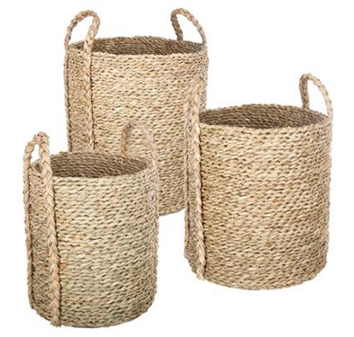 Pegane - Lot de 3 paniers de rangement - Osier - Naturel - Image 2