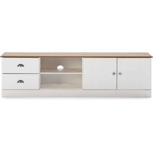 Meuble Tv - Blanc/Chene - L180xp38xh50cm - Belfast