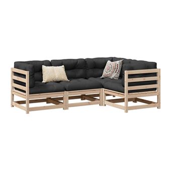 Salon de jardin modulable Vidaxl bois massif gris 4 personnes 70 x 70 x 67 cm 4 pieces - 1