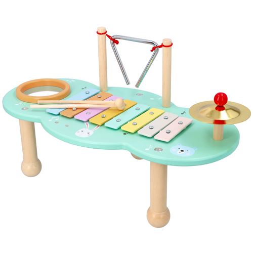 MonMobilierDesign POP Table musicale en bois enfant jouet d'éveil musical Montessori Collection animaux de la forêt