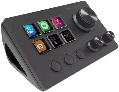 Mars Gaming MSD-TWO, Control Deck Compacto, 6 Teclas LCD Personalizables + 3 Botones, 3 Ruedas Multifuncionales, Control Deck Slim Ergonómico, Software de Control y Plug-ins, Windows y MacOS,