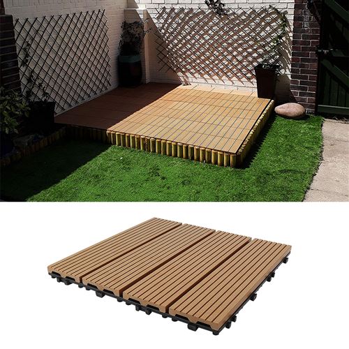 Dalles De Terrasse - Carrelage De Sol - 22 pièces en bois composite modular, 30x30cm Jaune abricot