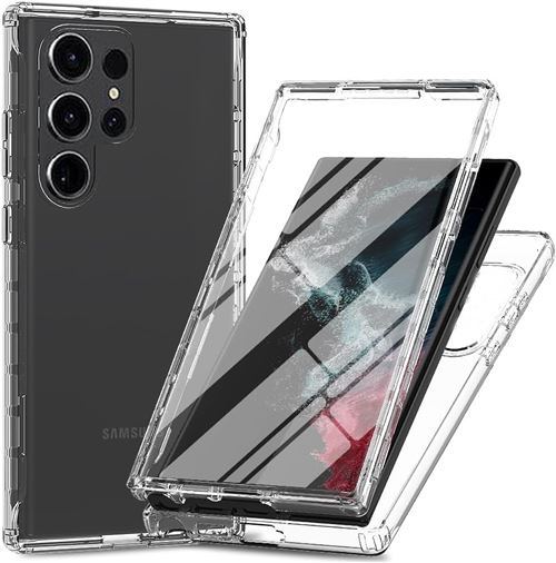 Coque 360 degrés intégrale pour Samsung Galaxy S24 Ultra 5G Protection arrière PC Case et Avant en TPU Transparente - XEPTIO