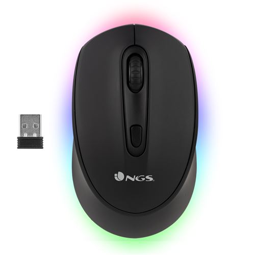 NGS Smog-RB - Souris - droitiers et gauchers - optique - 4 boutons - sans fil - 2.4 GHz Bluetooth 3.0 Bluetooth 5.0 - récepteur sans fil USB - noir
