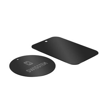 Plaques Métalliques Fines Adhésives Pour Support Magnétique Voiture - 2 Rectangulaires + 2 Rondes, Compatible Smartphones