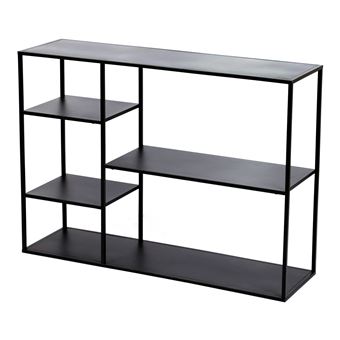 En.casa Étagère Autoportante Design Intemporel 80x35x35 Cm Noir - Acier Robuste