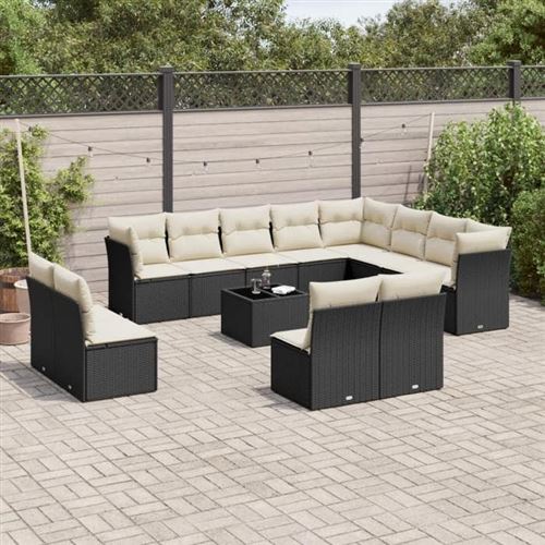VidaXL - Garten sofagarnitur poly-rattan, One Size, Schwarz