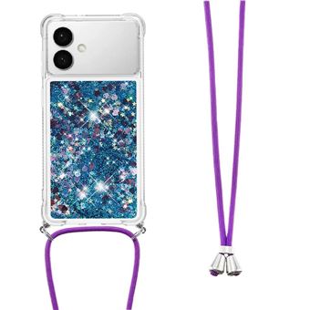 Étui Pour Samsung Galaxy S26 Edge Paillettes Protection de lentille Lanière réglable Antichoc à quatre coins Léger null Bleu - 1