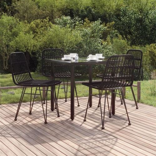 Vidaxl Noir 3157895 Mobilier À Dîner De Jardin 5 Pcs Résine Tressée - Image 2