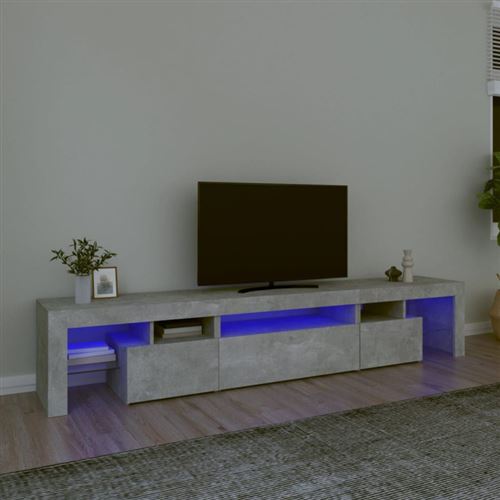 Non Communiqué Gris Béton Meuble Tv Avec Lumières Led 215X36,5X40 Cm