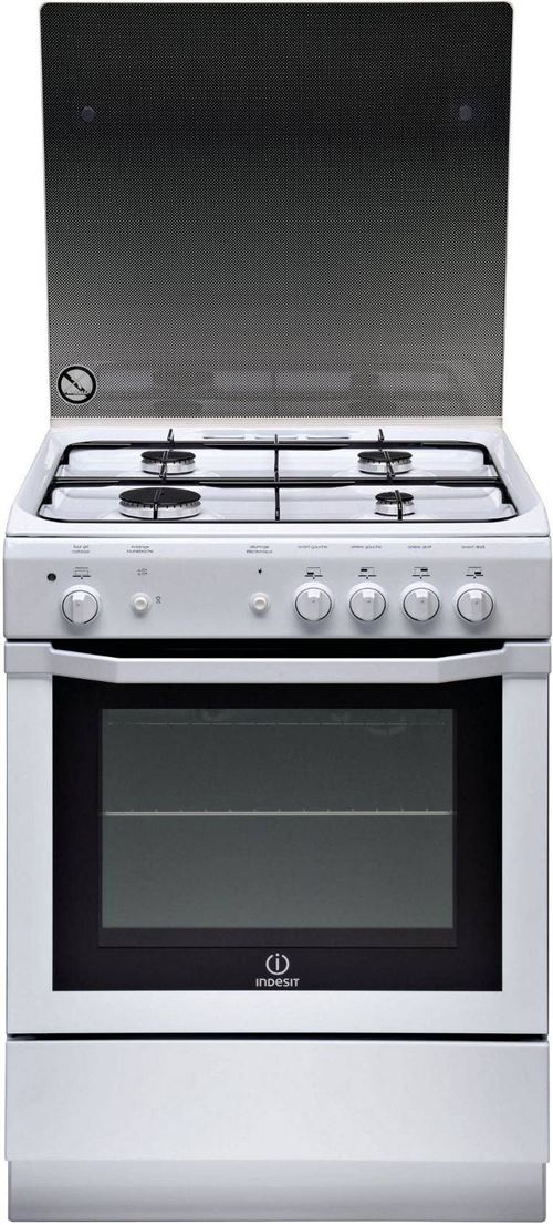 Indesit I6GGC2G (W) FR - Cuisinière - pose libre - largeur : 60 cm - profondeur : 60 cm - hauteur : 85 cm - avec système auto-nettoyant - blanc