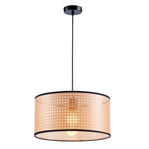suspension cannage pvc liseré noir - diam 40 x h 140 cm