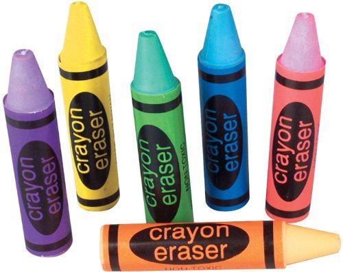 Lot de 36 gommes en forme de crayons de couleurs assorties