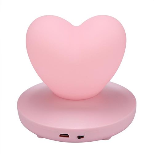 Belle lampe de nuit en forme de coeur LED lampe de décoration à chargement USB et charge rose