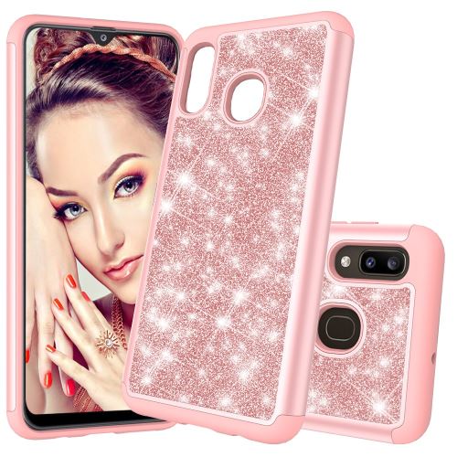 Coque en TPU cadre scintillant brillant or rose pour votre Samsung Galaxy A20/Galaxy A30