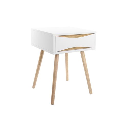 Table de chevet scandinave Buoyant - L. 40 x H. 55 cm - Blanc