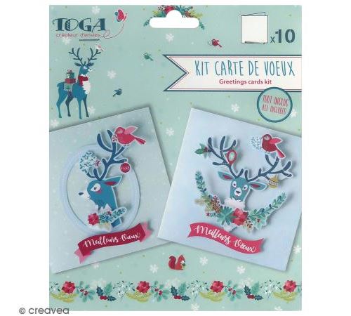 Kit cartes de voeux diy - Renne - 13,5 x 13,5 cm - 10 pcs