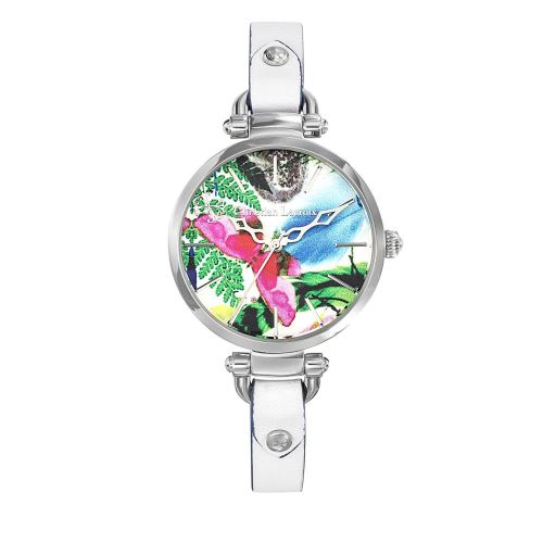 Montre Femme Christian Lacroix à Quartz Cadran Imprimé 32 mm Et Bracelet Blanc En Cuir CLWE15