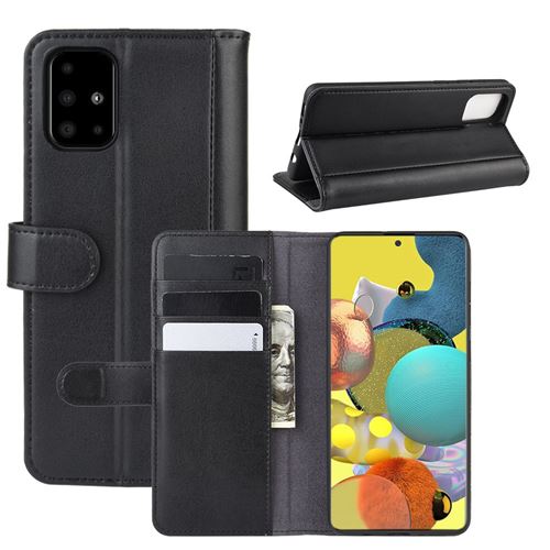 Etui en cuir véritable noir pour votre Samsung Galaxy A51 5G SM-A516