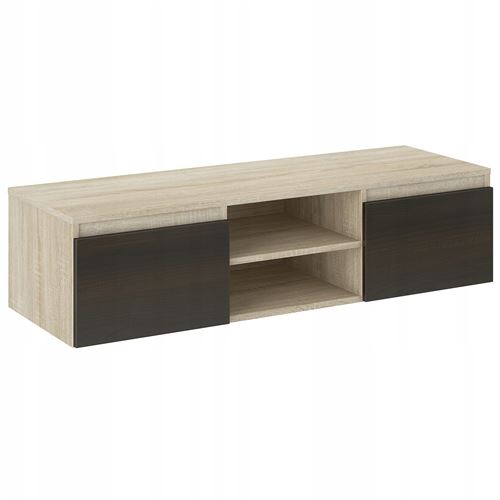 GOREME | Meuble bas TV contemporain salon/séjour 120x40x36 | 2 niches 2 portes | Rangement moderne matériel audio/video/gaming | Sonoma/Wenge