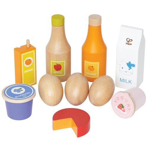 Jeu d'imitation enfant jeux jouets Set d'aliments en bois Healthy Basics